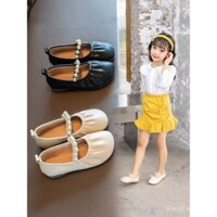 Giày da nhỏ cho trẻ em, giày công chúa ngọc trai thời trang cho bé gái, giày trẻ em đa năng mới cho mùa xuân và mùa thu, giày lười cho bé gái