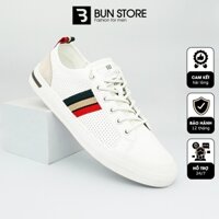 Giày Da Sneaker Nam Cao Cấp, Dây Giày Lười Co Giãn, Cổ Thấp, Dáng Classic, Lót Giày Mát xa Chân - Bun Store G8818