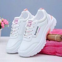 Giày da thể thao nữ sneaker độn đế đẹp cao cấp màu trắng