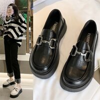 Giày da trắng giản dị cho nữ, giày lười mềm mại và thoải mái