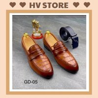 Giày Da Vân Cá Sấu Dây Đai Cánh Én - Giày Nam Đẹp 2023 - HV Store