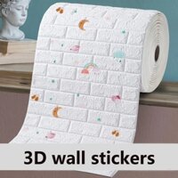 Giấy Dán Tường 3D Tự Dính Bằng Xốp Dày Dặn Chống Thấm Nước Kích Thước 5Mx50Cm Trang Trí Nhà Cửa