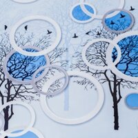 Giấy dán tường có keo dán sẵn họa tiết khu rừng màu xanh biển