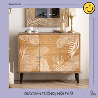 🌿Giấy dán tường, dán nội thất vân gỗ hình bóng lá cây trang trí phong cách tropical