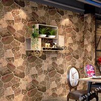 Giấy Dán Tường Giả Đá Nâu 3D238