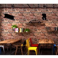 Giấy dán tường giả gạch có chữ độc đáo [Dán quán cafe, trà sữa...] [TẶNG KÈM KEO VÀ BỘ DÁN]