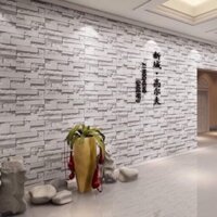 Giấy Dán Tường Giả gạch xám 3D Khổ 10m*45cm sẵn keo