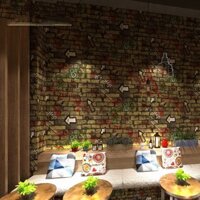 Giấy dán tường giả gạch grafity đường phố [GIẤY DÁN KEO + TẶNG KÈM KEO]