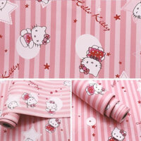 Giấy dán tường hello kitty hồng 3, giấy dán tường phòng bé, trường mầm non, bán lẻ 1 mét, mới nhất ở TPHCM