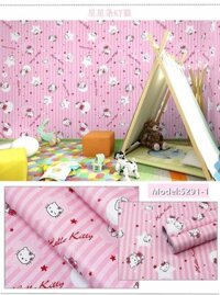 Giấy dán tường hoạt hình Hello Kitty cuộn dài 10m x 45cm
