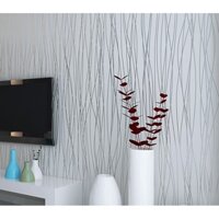 Giấy dán tường kẻ sọc màu ghi giấy dán phòng ngủ có sẵn keo decal dán tường decor nhà cửa