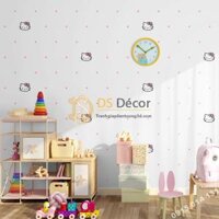 Giấy Dán Tường Mèo Hello Kitty Chấm Bi 3D196