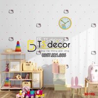 Giấy Dán Tường Mèo Hello Kitty Chấm Bi 3D196