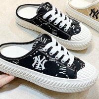 Giày đạp gót MLB NY, Sục MLB thêu chữ NY quảng châu 2 màu đen , nâu sezi 35_39-freeway