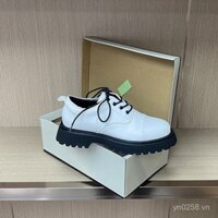 Giày đầu đế dày Giày da nhỏ phong cách Anh giày đơn cổ điển giày nữ đế xốp Giày đế bằng