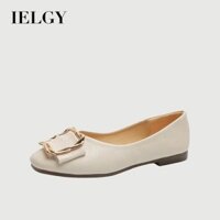 Giày đế bằng khóa vuông đế mềm đơn giản phong cách Hàn Quốc IELGY dành cho nữ
