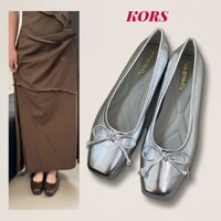 Giày Đế Bằng Màu Nâu Mũi Vuông Nơ Mary Jane Giày Búp Bê Nữ Bạc trang chủ giày ballet Giày búp bê nữ