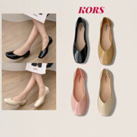 Giày đế bằng màu trơn đầu vuông nữ, giày lười da sáng chế bóng dáng rộng và đơn giản phiên bản Hàn Quốc, giày nữ mang thai chống thấm nước và chống trượt