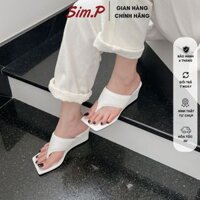 Giày đế bằng simpshoes dép xuồng cao 7cm xỏ ngón quai ngang đệm mút - VANCI