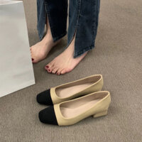 Giày đế bệt 2 màu màu be đen cho nữ size 38