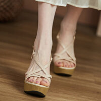 Giày đế bệt đế nêm kiểu Pháp Giày đế bệt nữ Giày La Mã Giày cao gót thời trang