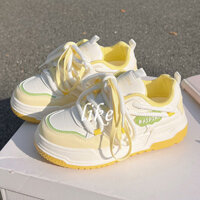 Giày đế bệt màu vàng chanh mùa thu Giày mới Dopamine Campus Giày trắng thông thường phù hợp