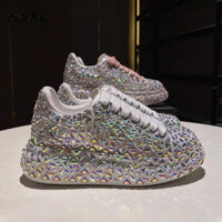 Giày đế cao nữ 2025, giày thể thao nhẹ, giày bố Gucci Tianlun, đế dày, phong cách đường phố châu Âu đa năng