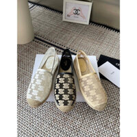 Giày Đế Cao Su Lót Cói *L Vải Mỏng Thêu Logo