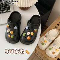 Giày đế dày nữ Giày trang trí nhựa dễ thương Giày hai mặc dép chống trượt