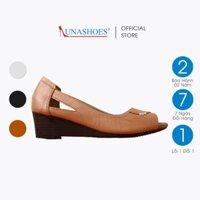 Giày đế xuồng 3p hở mũi nữ LUNASHOES 22502 da bò mềm êm chân dáng xinh bảo hành 2 năm
