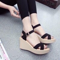 Giày đế xuồng 9p quai chéo khoá cài