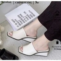 Giày đế xuồng nữ quai bản to sang trọng, guốc đế xuồng mũi vuông cao 5cm ms0027