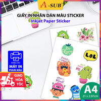 Giấy Decal A4 In Màu A-Sub Khổ A4 20 Tờ Decal Giấy Dùng Cho Máy In Phun Màu Inkjet Paper Sticker
