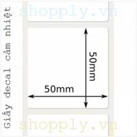 Giấy decal CẢM NHIỆT 1 tem 50x50mm, 30m