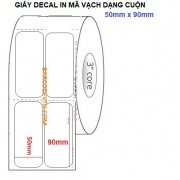 Giấy decal cuộn in tem nhãn mã vạch 50×90