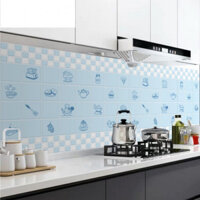 Giấy decal dán bếp màu xanh khổ 0.6 m x 5m trang trí bếp đẹp, chống dầu mỡ dễ lau chùi