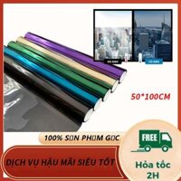 Giấy decal dán kính chống nắng nóng UV , phim cách nhiệt cửa sổ decan phản quang cho cửa kính chống nhìn trộm 50100CM - màu xanh da trời