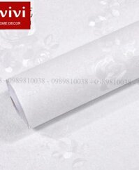 Giấy decal dán tường 3d màu trắng hoa nổi có keo sẵn