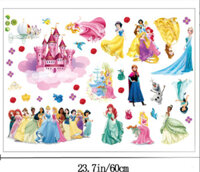 Giấy decal dán tường 8 công chúa disney elsa và lâu đài