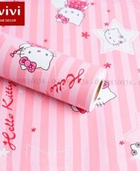 Giấy decal dán tường cho bé Hello Kitty sao hồng