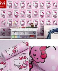 Giấy decal dán tường cho bé hoạt hình Hello Kitty Cute