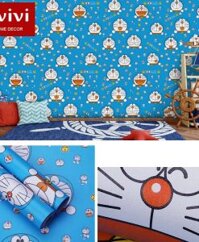 Giấy decal dán tường cho bé hoạt hình Doraemon mặt cười