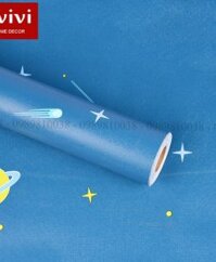 Giấy decal dán tường hoạt hình cho bé vũ trụ xanh