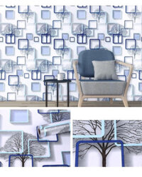 Giấy decal dán tường khung hình và cây có keo khổ 45cm x 10 mét