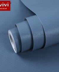 Giấy decal dán tường phòng ngủ trơn màu Xanh Nauy