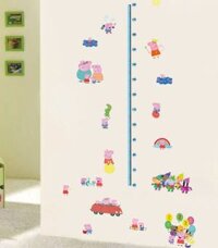 giấy decal dán tường thước đo chiều cao hoạt hình heo peppa cho bé trai và gái