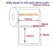 Giấy decal in mã vạch PVC 105x105mm x 50m