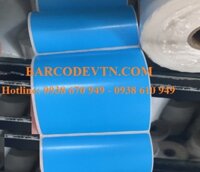 Giấy decal in tem mã vạch 75×100 cuộn màu xanh