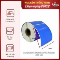 Giấy Decal Thường Màu Xanh Dương 70x80mm cuộn 30m