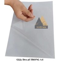 Giấy Decal TRONG A4 - decal nhựa - dùng cho máy in phun mực nước Inktec